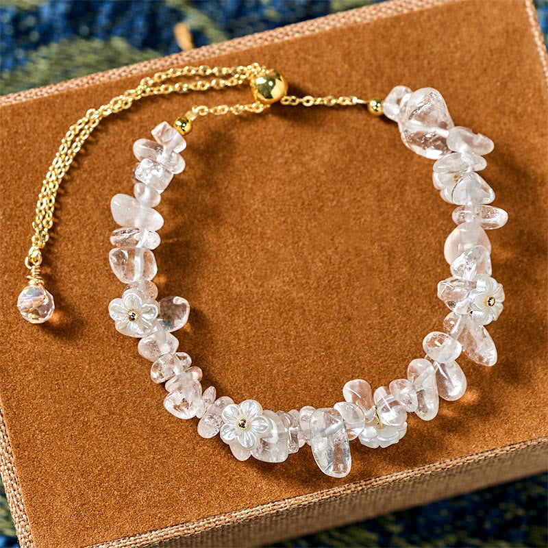 Nimara Ritual Irregular Crystal Flower Design Amethyst White Crystal Balance Bracelet