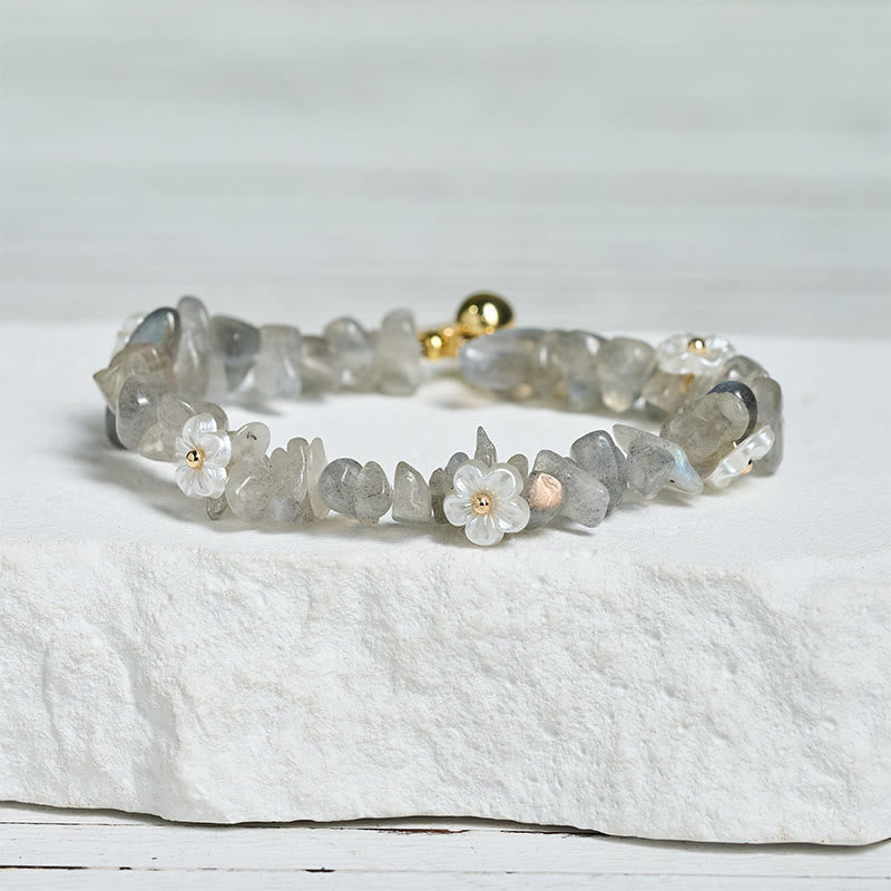 Nimara Ritual Irregular Crystal Flower Design Amethyst White Crystal Balance Bracelet