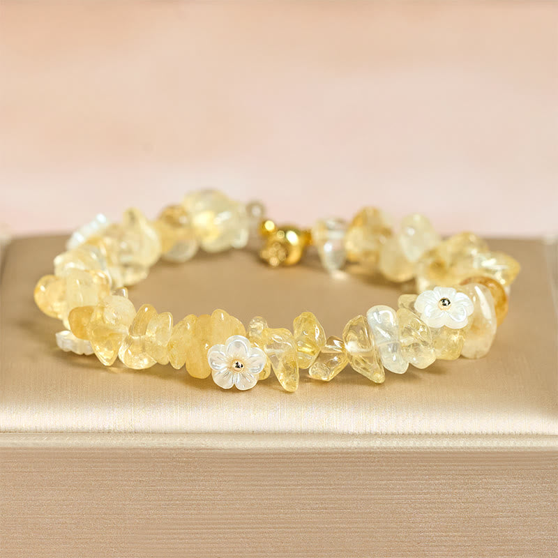 Nimara Ritual Irregular Crystal Flower Design Amethyst White Crystal Balance Bracelet