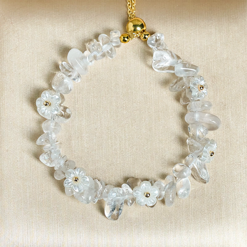 Nimara Ritual Irregular Crystal Flower Design Amethyst White Crystal Balance Bracelet