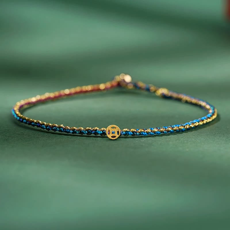 Nimara Ritual Colorful Rope Luck Coin Bead Abundance Extra Thin Braided Bracelet