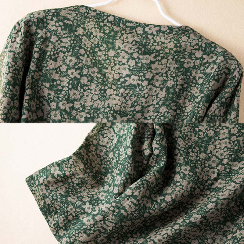 Nimara Ritual Spring V-Neck Printed Floral Pattern Women's Long Sleeve Shirt