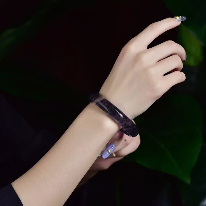 Nimara Ritual Natural Fluorite Protection Power Bracelet Bangle-Natural variations; item may differ from photos