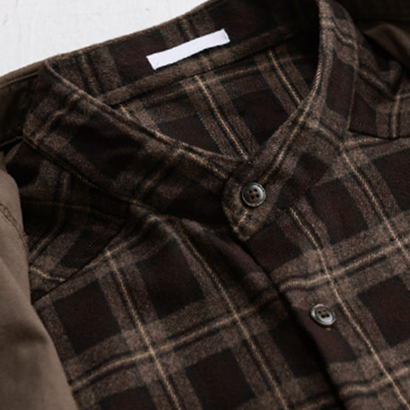 Nimara Ritual Spring Plaid Pattern Fake Two-piece Long Sleeve Men's Cotton Jacket With Pocket