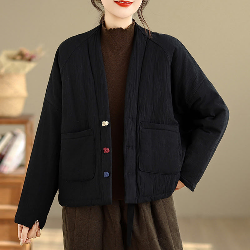Nimara Ritual Winter Long Sleeve Cotton Women's Thermal Jacket With Pockets