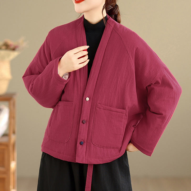 Nimara Ritual Winter Long Sleeve Cotton Women's Thermal Jacket With Pockets