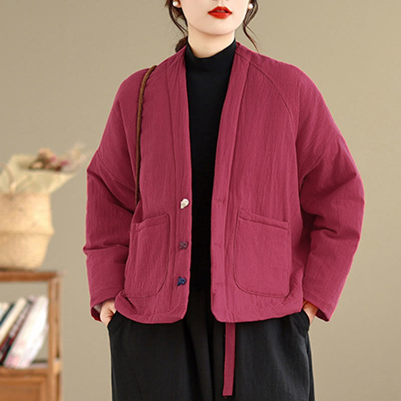 Nimara Ritual Winter Long Sleeve Cotton Women's Thermal Jacket With Pockets