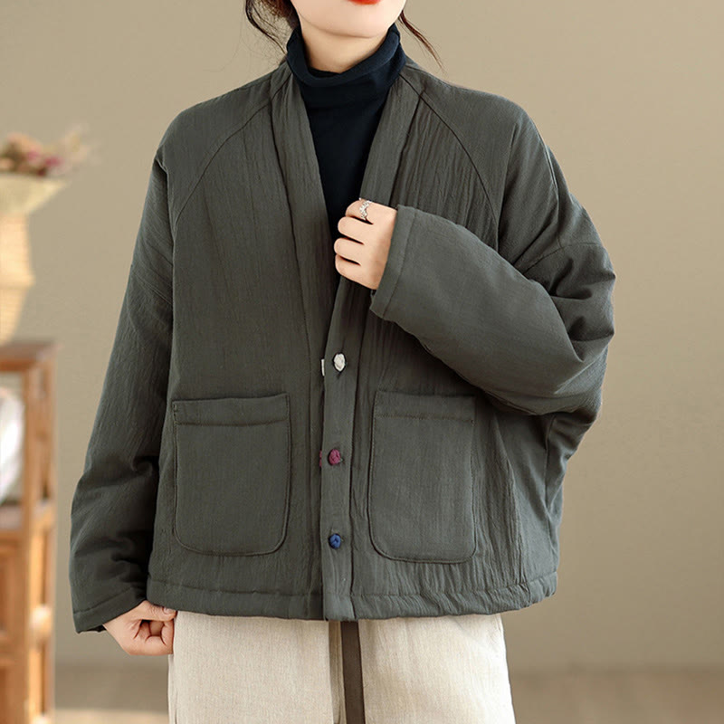 Nimara Ritual Winter Long Sleeve Cotton Women's Thermal Jacket With Pockets