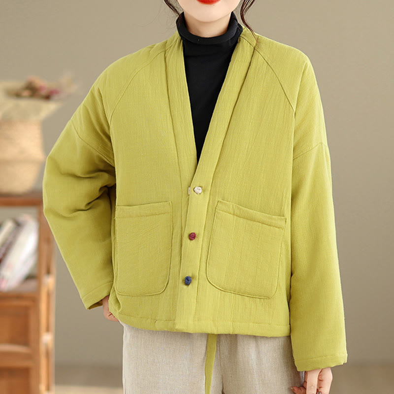 Nimara Ritual Winter Long Sleeve Cotton Women's Thermal Jacket With Pockets