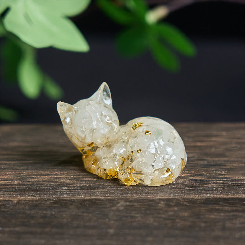 Nimara Ritual Crystal Chip Epoxy Resin Small Cat Positive Decoration