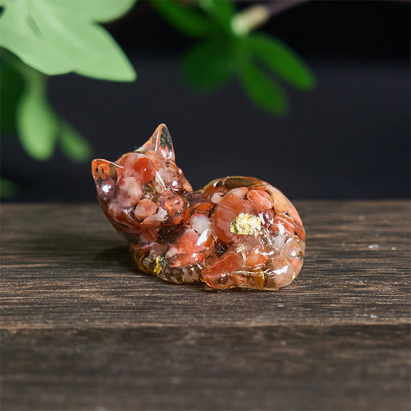 Nimara Ritual Crystal Chip Epoxy Resin Small Cat Positive Decoration