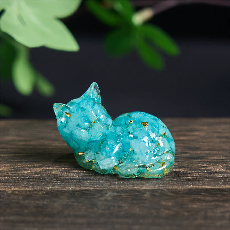 Nimara Ritual Crystal Chip Epoxy Resin Small Cat Positive Decoration