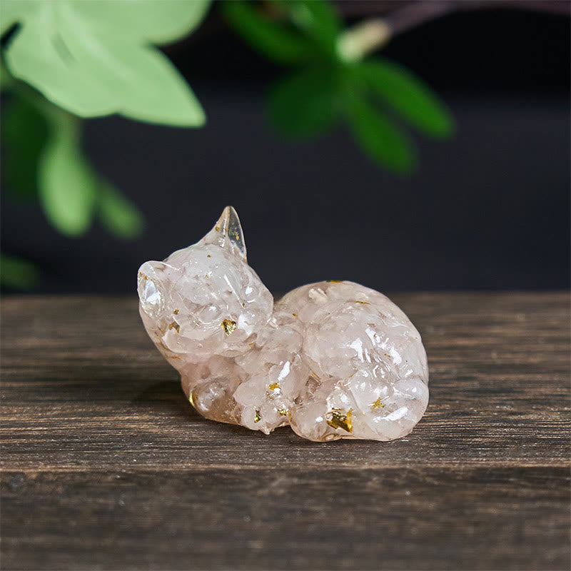 Nimara Ritual Crystal Chip Epoxy Resin Small Cat Positive Decoration