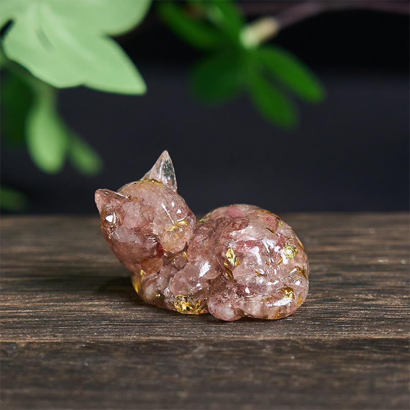 Nimara Ritual Crystal Chip Epoxy Resin Small Cat Positive Decoration