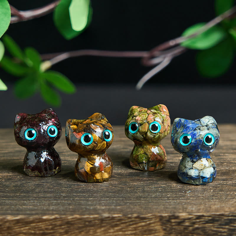 Nimara Ritual Crystal Drip Resin Small Cat Purification Decoration Statue