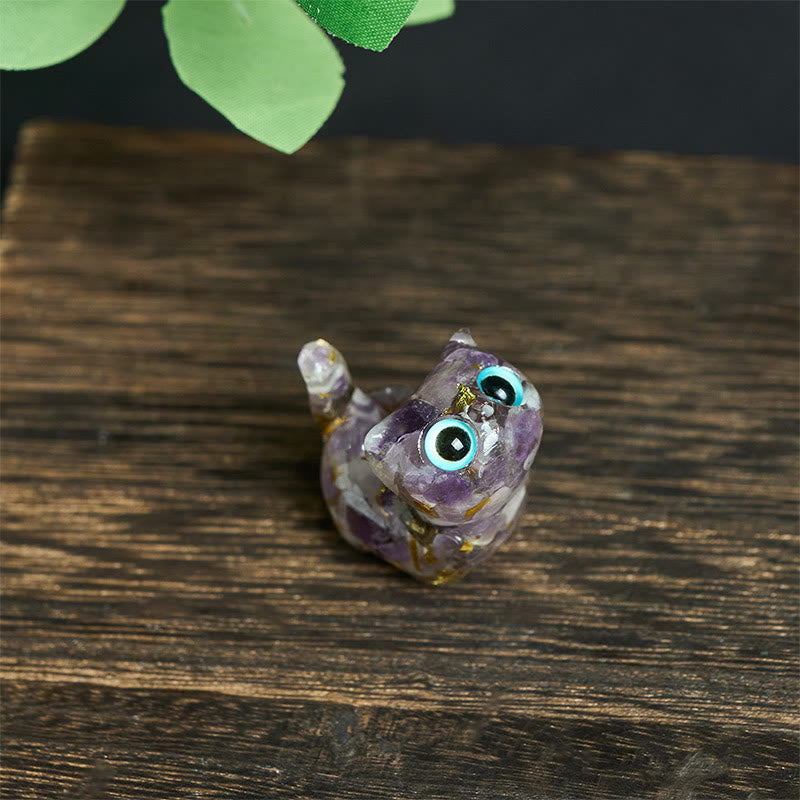 Nimara Ritual Crystal Drip Resin Small Cat Serenity Fulfilment Decoration Statue
