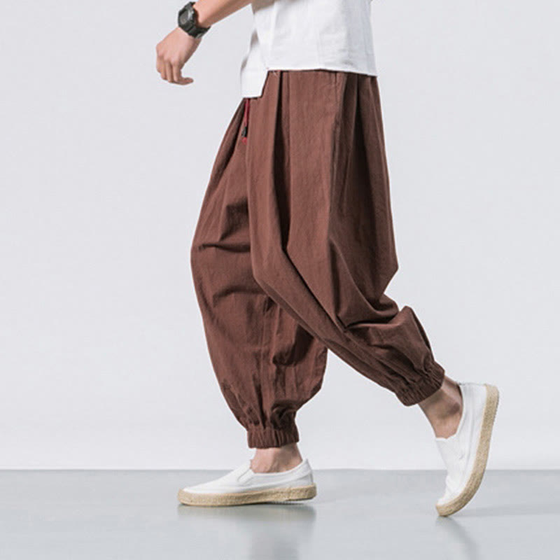 Nimara Ritual Casual Sports Men's Solid Color Cotton Drawstring Pants With Pockets