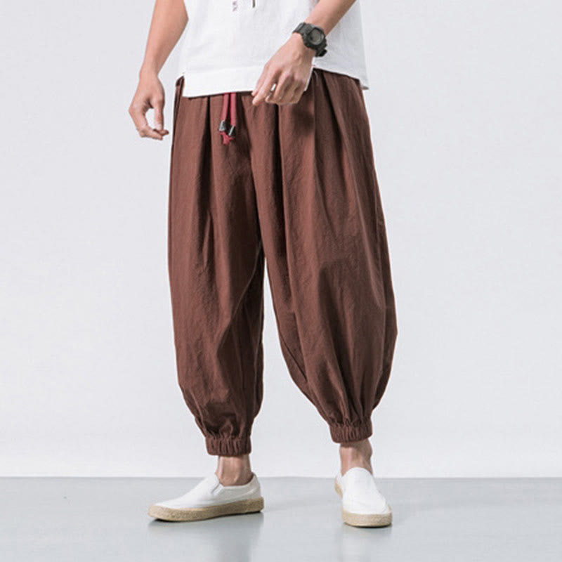 Nimara Ritual Casual Sports Men's Solid Color Cotton Drawstring Pants With Pockets