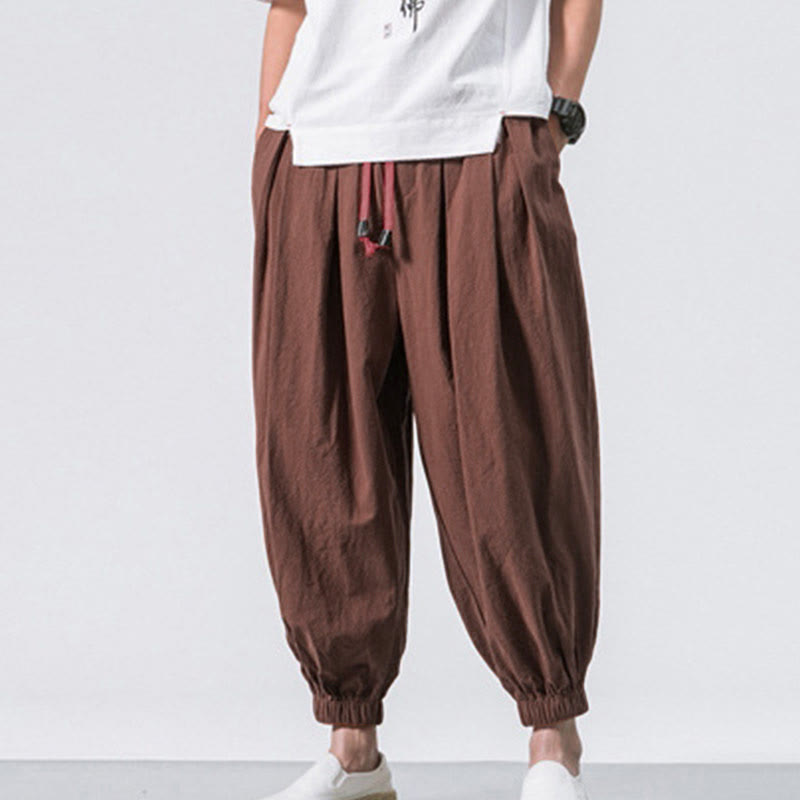Nimara Ritual Casual Sports Men's Solid Color Cotton Drawstring Pants With Pockets