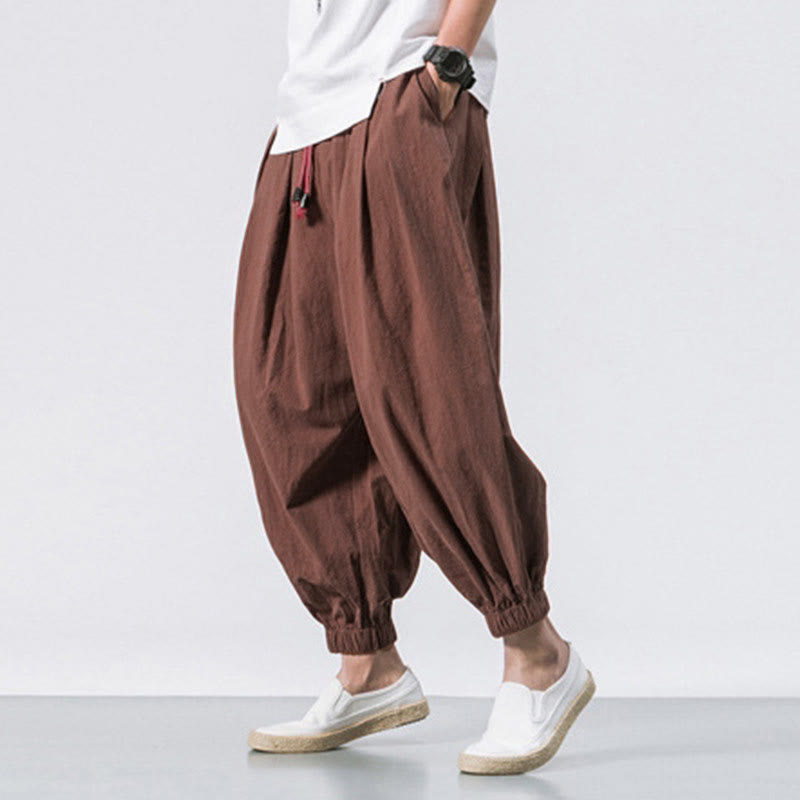 Nimara Ritual Casual Sports Men's Solid Color Cotton Drawstring Pants With Pockets