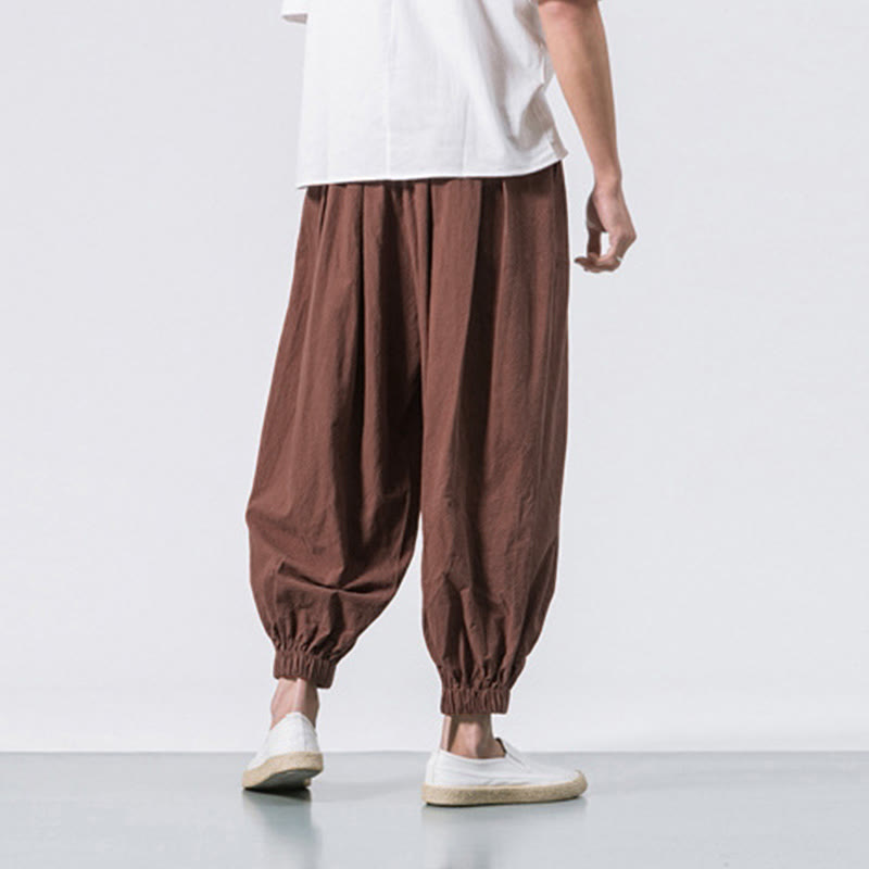 Nimara Ritual Casual Sports Men's Solid Color Cotton Drawstring Pants With Pockets