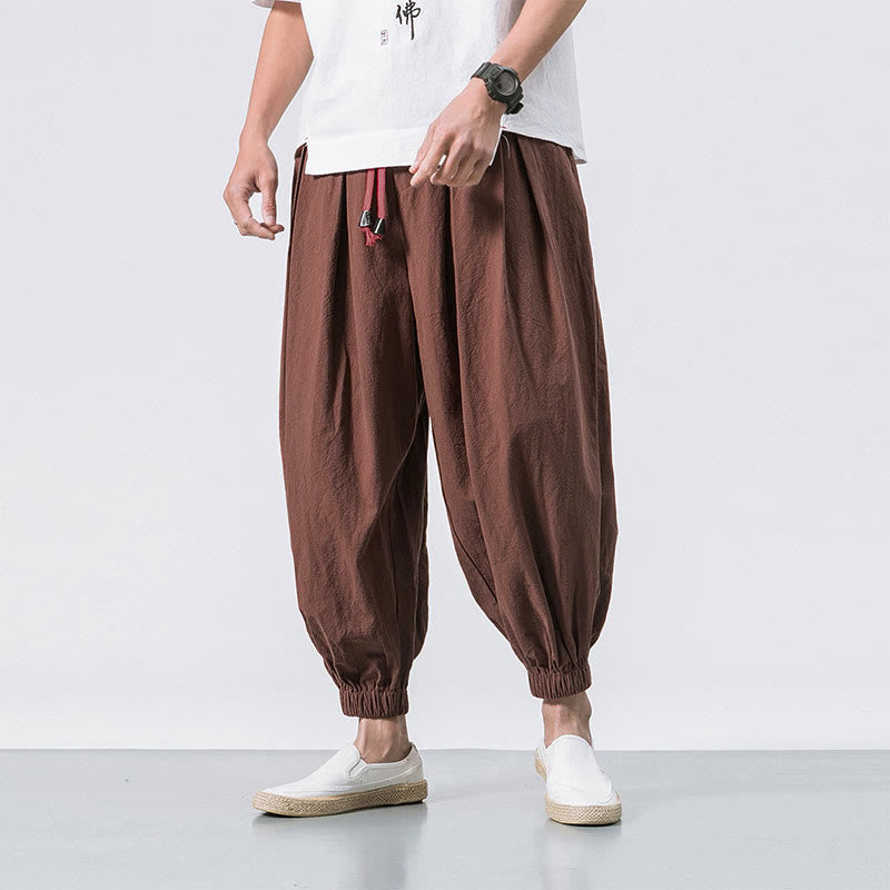 Nimara Ritual Casual Sports Men's Solid Color Cotton Drawstring Pants With Pockets