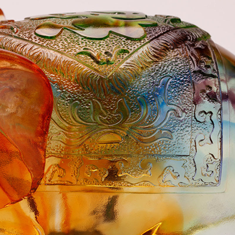Nimara Ritual Handmade Liuli Crystal Elephant Art Piece Wisdom Wealth Home Decoration
