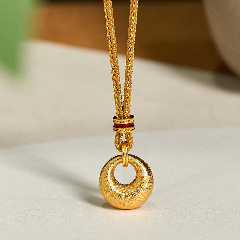 Nimara Ritual 24k Gold Plated Copper Peace Buckle Texture Wealth Necklace Pendant