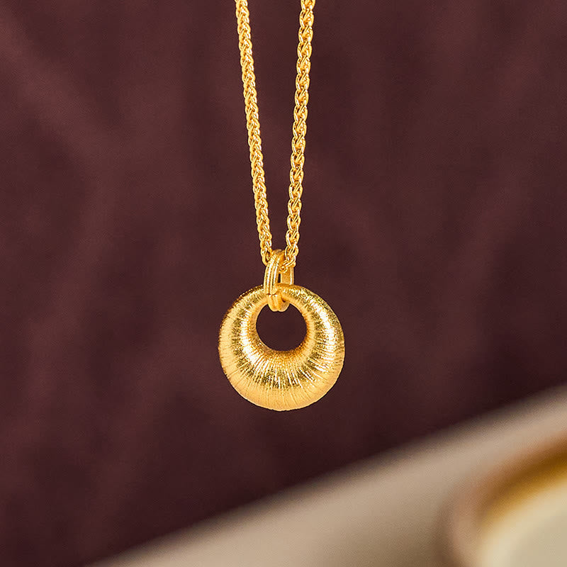 Nimara Ritual 24k Gold Plated Copper Peace Buckle Texture Wealth Necklace Pendant