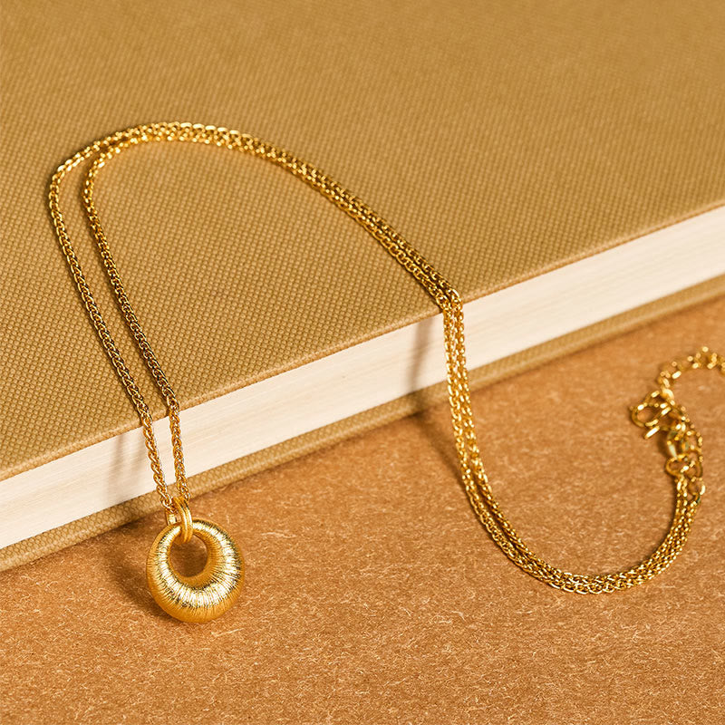 Nimara Ritual 24k Gold Plated Copper Peace Buckle Texture Wealth Necklace Pendant