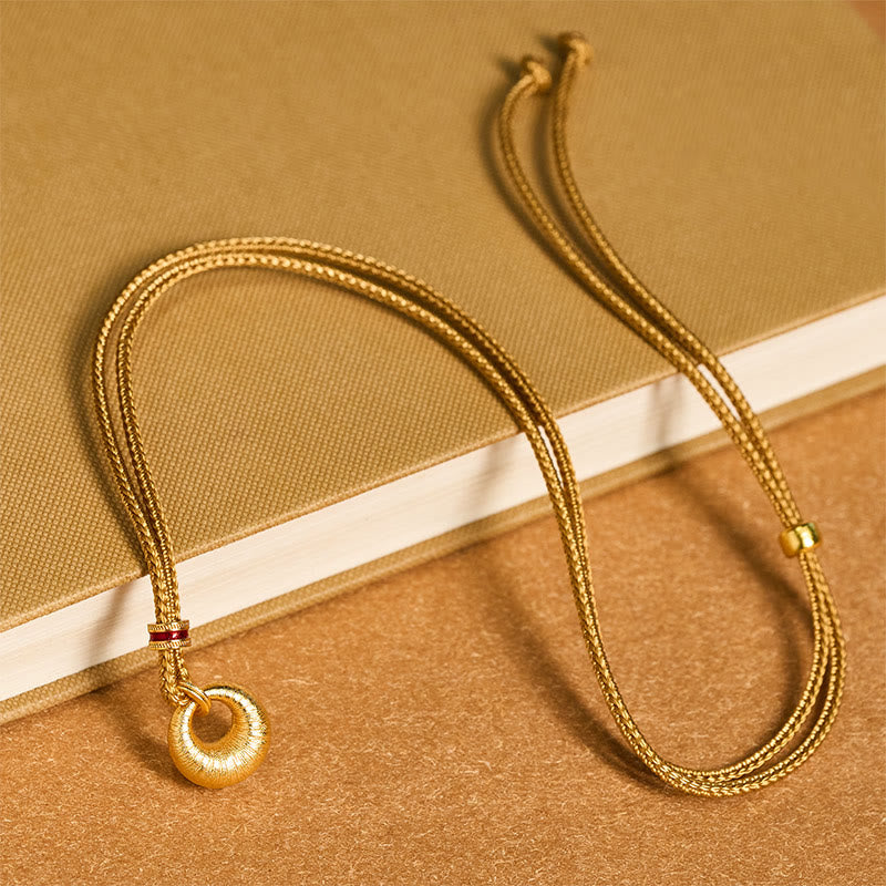 Nimara Ritual 24k Gold Plated Copper Peace Buckle Texture Wealth Necklace Pendant