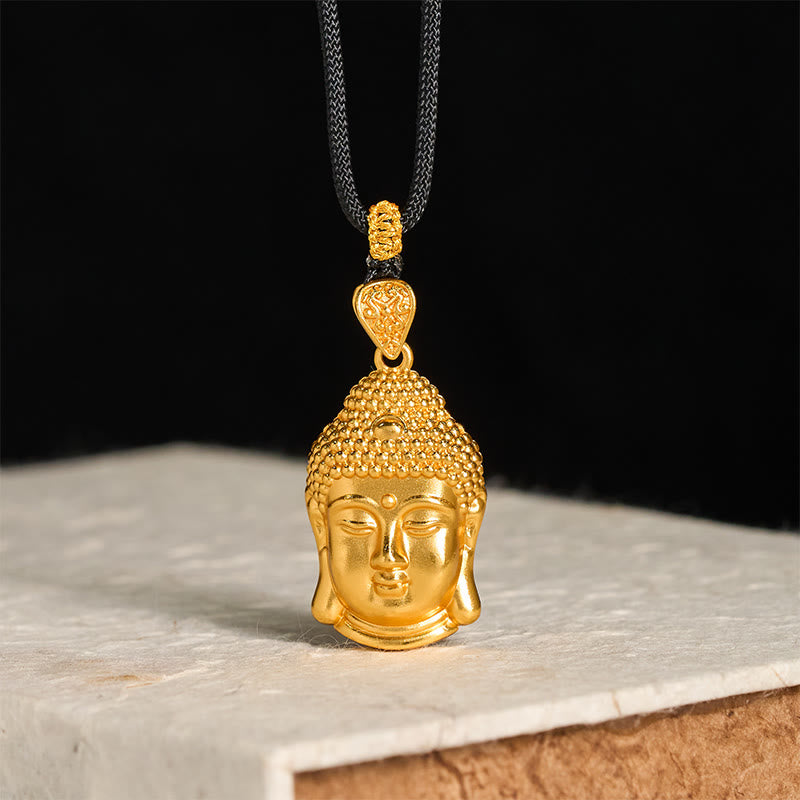 Nimara Ritual 24k Gold Plated Brass Buddha Symbol Braided Cord Serenity Necklace Pendant