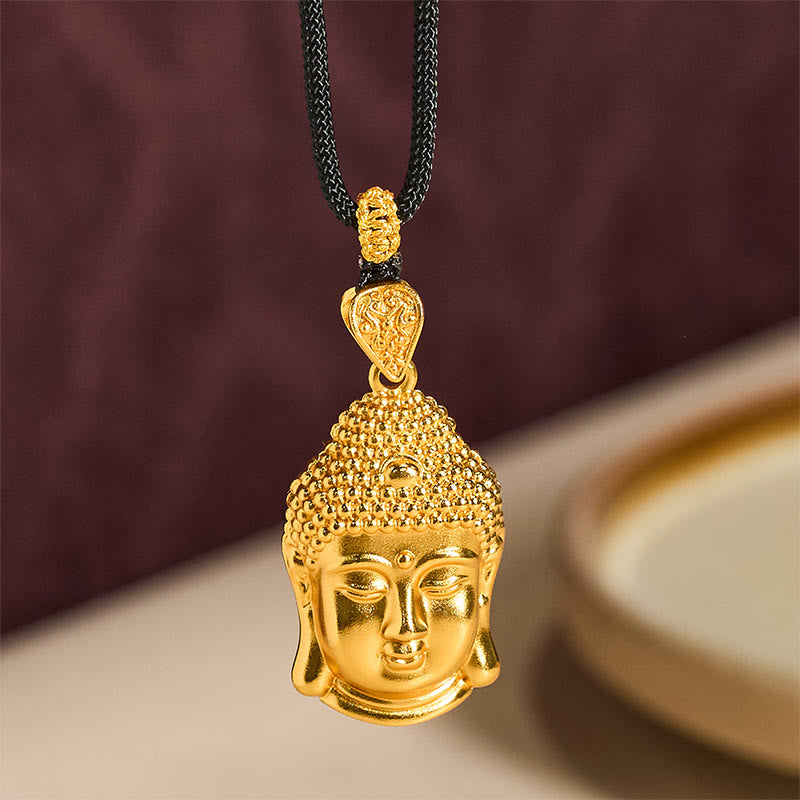 Nimara Ritual 24k Gold Plated Brass Buddha Symbol Braided Cord Serenity Necklace Pendant