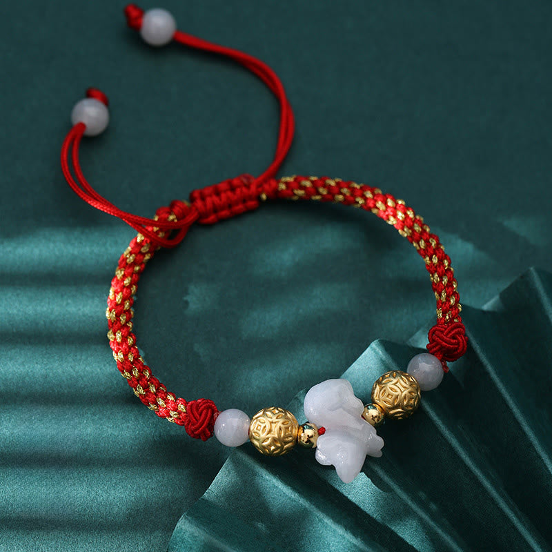 Nimara Ritual Chinese Zodiac Jade Silver Beads Year Of The Horse Red String Luck Bracelet