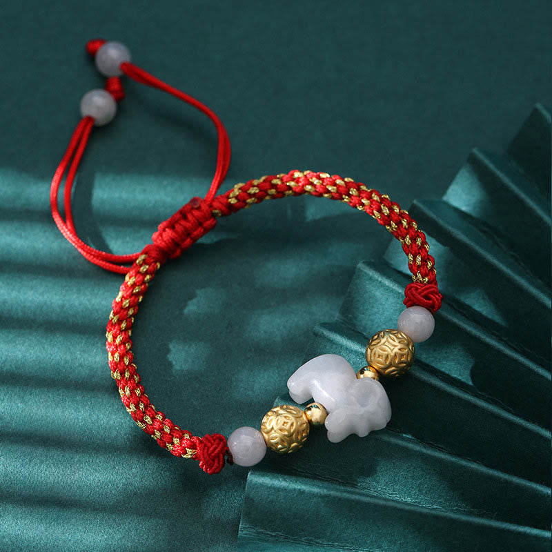 Nimara Ritual Chinese Zodiac Jade Silver Beads Year Of The Horse Red String Luck Bracelet