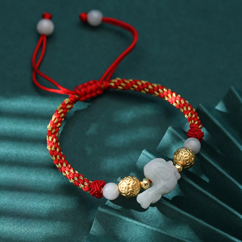 Nimara Ritual Chinese Zodiac Jade Silver Beads Year Of The Horse Red String Luck Bracelet