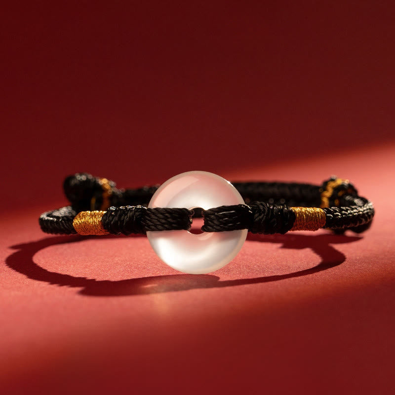 Nimara Ritual White Chalcedony Peace Buckle Braided Connection Bracelet