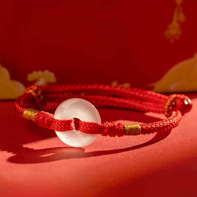 Nimara Ritual White Chalcedony Peace Buckle Braided Connection Bracelet