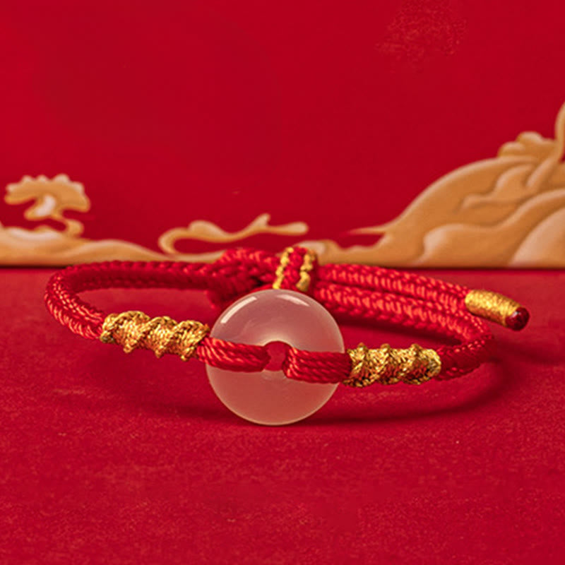 Nimara Ritual White Chalcedony Peace Buckle Connection Rope Knot Bracelet