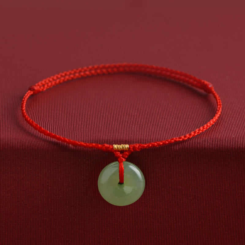 Nimara Ritual Natural Hetian Jade Peace Buckle String Abundance Bracelet Anklet