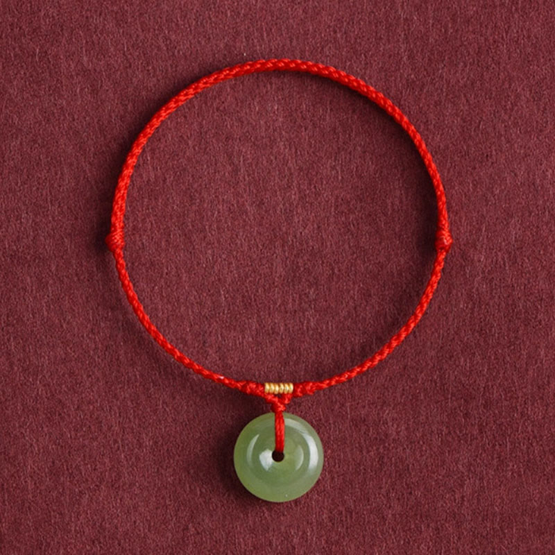 Nimara Ritual Natural Hetian Jade Peace Buckle String Abundance Bracelet Anklet