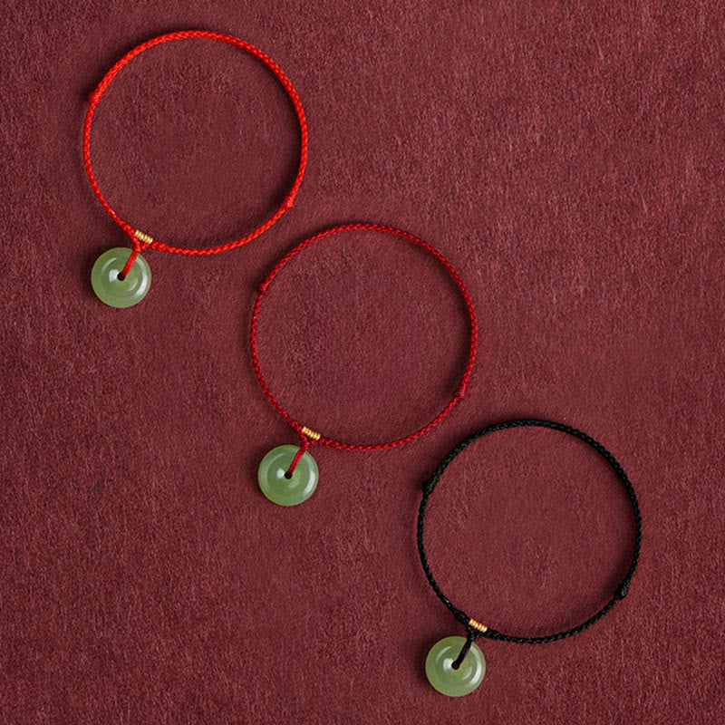 Nimara Ritual Natural Hetian Jade Peace Buckle String Abundance Bracelet Anklet