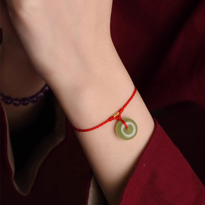 Nimara Ritual Natural Hetian Jade Peace Buckle String Abundance Bracelet Anklet