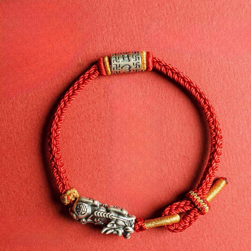Nimara Ritual 925 Sterling Silver Pixiu Om Mani Padme Hum Protection String Bracelet