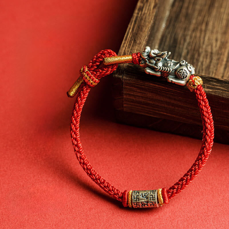 Nimara Ritual 925 Sterling Silver Pixiu Om Mani Padme Hum Protection String Bracelet