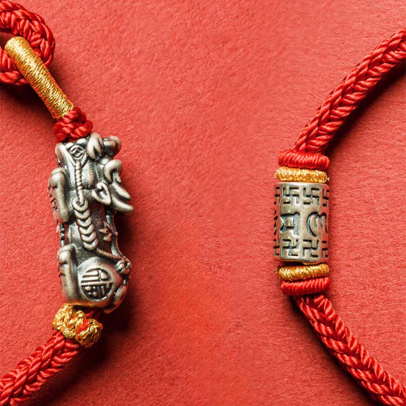 Nimara Ritual 925 Sterling Silver Pixiu Om Mani Padme Hum Protection String Bracelet