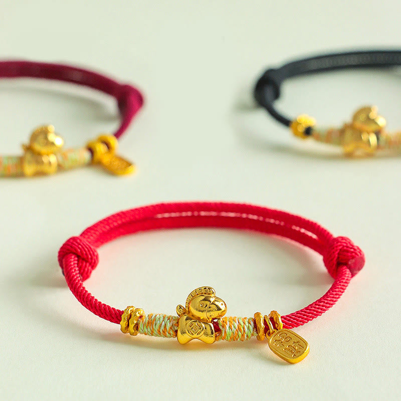 Nimara Ritual Year Of The Horse Red String Black String Lucky Fortune Charm Braided Connection Bracelet
