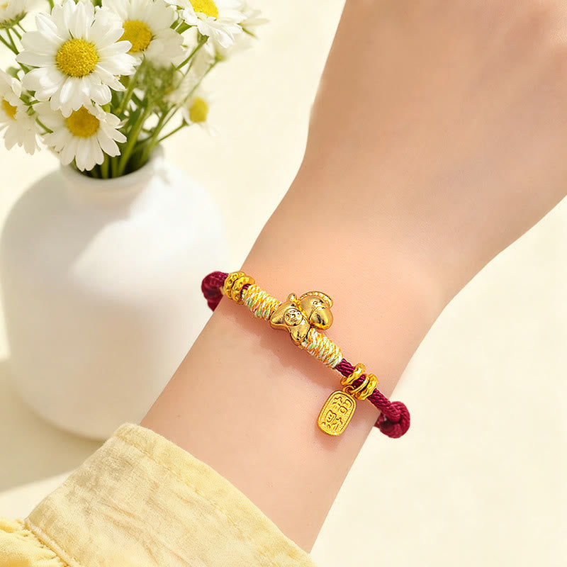 Nimara Ritual Year Of The Horse Red String Black String Lucky Fortune Charm Braided Connection Bracelet