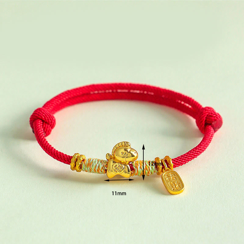 Nimara Ritual Year Of The Horse Red String Black String Lucky Fortune Charm Braided Connection Bracelet