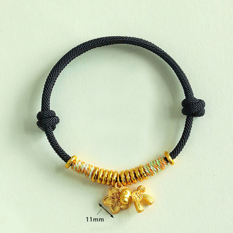 Nimara Ritual Year Of The Horse Flower Charm Red String Connection Handmade Bracelet